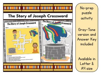 The Story of Joseph Crossword Puzzle Printable