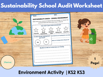 Sustainability School Audit Worksheet | Environment Activity KS2 / KS3