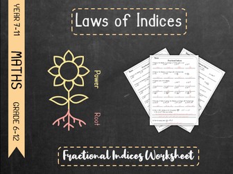 Laws of Indices / Exponents - Fractional Indices Differentiated Worksheets