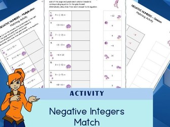Negative Numbers Match/Cut and Paste Activity