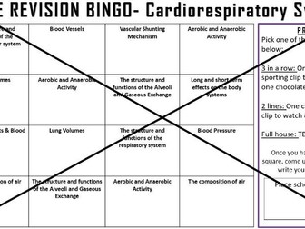 GCSE Revision Bingo- Cardiorespiratory System