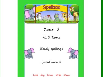 Year 2 cursive spelling booklets for all 3 terms