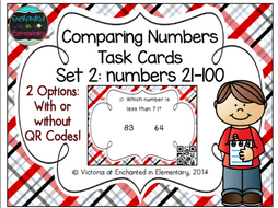 Comparing Numbers 21-100 Task Cards: 1st Gr CC: Number & Operations in Base Ten