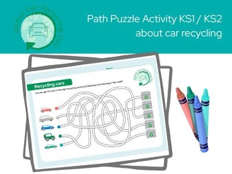 Global Car Recycling Day Path Puzzle KS1 KS2 Activity