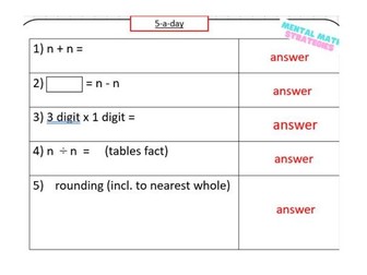 Year 6 Daily Arithmetic Question Sets