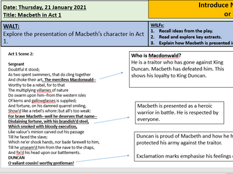 Macbeth's character across the play: ONLINE learning