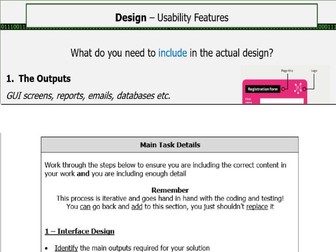 A Level NEA - Design (Usability Features)