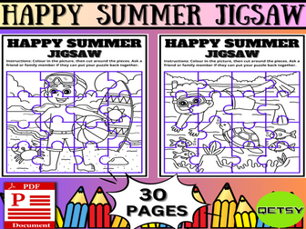 Sunny Summer: Happy Summer Jigsaw Coloring Puzzles, Creative & Relaxing Activity