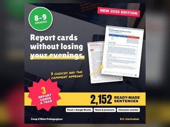BC Report Card Comments Generator Grades 8-9 | Proficiency Scale Comment Bank