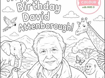 David Attenborough colouring sheet
