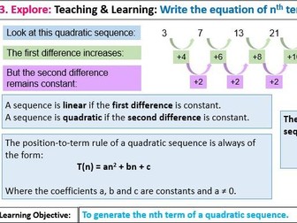 Sequences (Linear, Quadratic & Cubic)