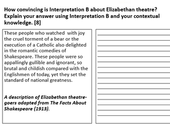 AQA GCSE 9-1 - Elizabethan England - Exam Question Booklet REVISED 2020