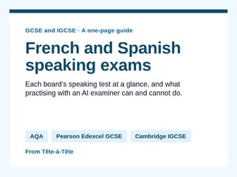 GCSE & IGCSE French and Spanish speaking exams — one-page guide (AQA, Edexcel, Cambridge IGCSE)