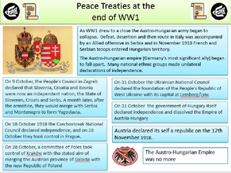 WW1 Peace Treaties.  Germain - Neuilly - Trianon - Sevres - Lausanne