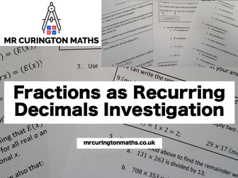 Fractions as Recurring Decimals Investigation