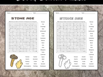 Stone Age Word Search Puzzle