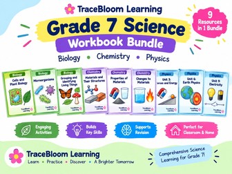 Grade 7 Science Workbook Bundle | Biology, Chemistry & Physics Activities