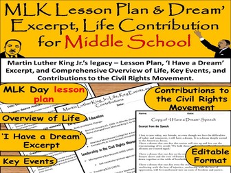 Martin Luther King Jr Lesson Plan for Middle School – Life, Legacy and ‘I Have a Dream’ Excerpt