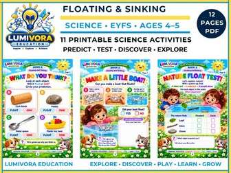 Floating and Sinking EYFS Worksheets | Reception Science | Book 3