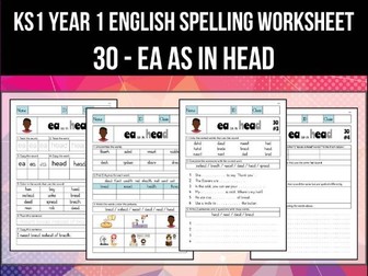 Spelling & Phonics Worksheet - ɛ sound spelled EA