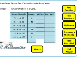 Mean From A Grouped Frequency Table - Question Generator