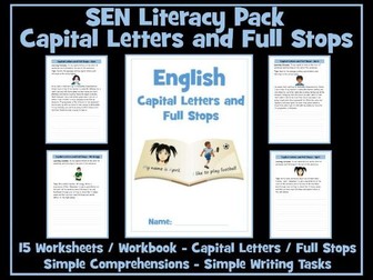 SEN Literacy Pack : Fulls Stops, Capital Letters, Simple Comprehensions