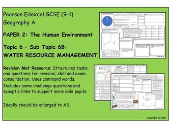 Edexcel GCSE Water Resource Management Revision Mat