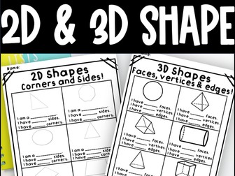2D and 3D Shapes Worksheet Bundle