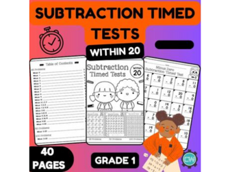 Develop Subtraction Fluency with Grade 1 Subtraction Timed Tests