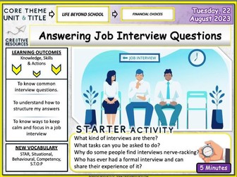Job Interview Questions - KS5 Careers