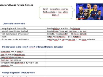 Present and near future tense practice worksheet - French