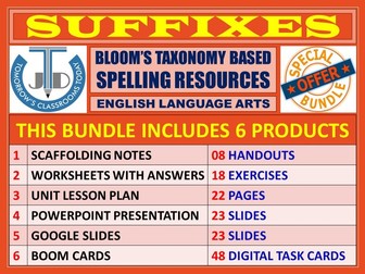 SUFFIXES: TEACHING AND LEARNING RESOURCES - BUNDLE