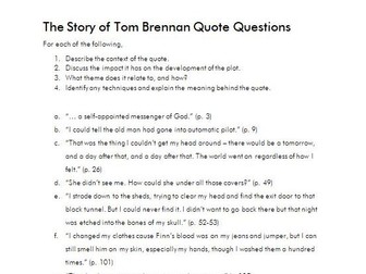 The Story of Tom Brennan Quote Questions