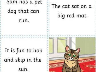 CVC sentence and flashcards: note the difference