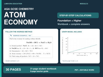 AQA GCSE Chemistry Atom Economy Workbook & Answers | PDF + Editable Word