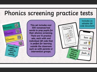KS1 Phonics screening QR Homework Practice