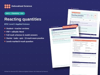 Reacting Quantities and Percentage Yield | BTEC Applied Science Unit 1