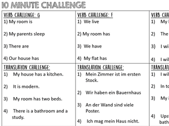 German 10 Minute Challenge Theme 2: Places and Global Issues