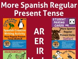 MORE Spanish Regular Present Tense BUNDLE #4. Presente Verbos Regulares AR,ER,IR