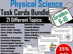 Physical Science Task Cards: Waves, Circuits, Energy, States of Matter etc.