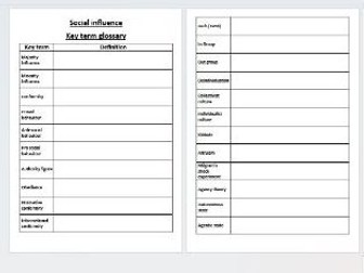 GCSE OCR Psychology - Social influence key term glossary