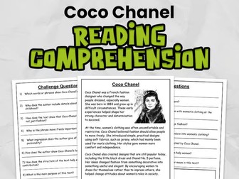 Coco Chanel Reading Comprehension for Gr 3 - 5 | Women's History Month