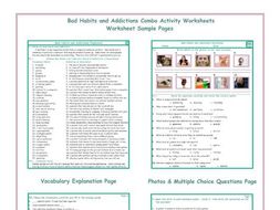 Bad Habits and Addictions Combo Activity Workshee