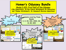 Homer’s Odyssey – Books I-XII Bundle (first half of the Odyssey) 18x lesson and more