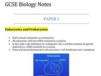 Grade 9 GCSE Biology Triple Paper 1 notes
