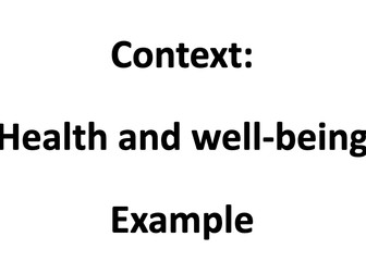 Example Unit of Work - Health and Well being
