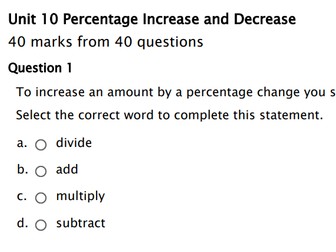 Cambridge Mathematics Stage 8 Unit 10 Percentage Increase and Decrease Revision