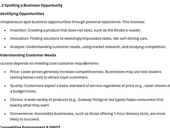 Edexcel GCSE Business 9-1 Theme 1 and 2 Knowledge Organiser