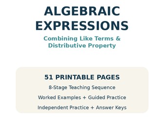 Algebraic Expressions Teaching Booklet