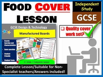 KS3/GCSE DT Cover Work / Cover Lesson - Manufactured Boards